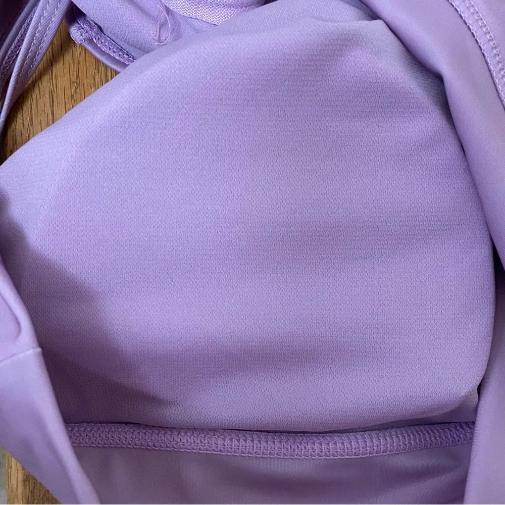 KYODAN • NEW! High Neck Zip Back Floral Swimsuit Top UPF 40 - Pastel Purple - Picture 15 of 16